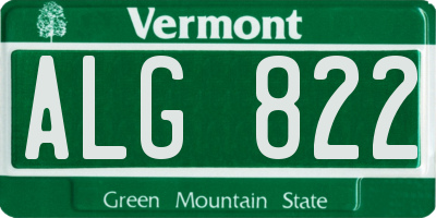 VT license plate ALG822