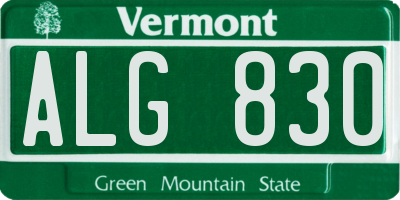 VT license plate ALG830