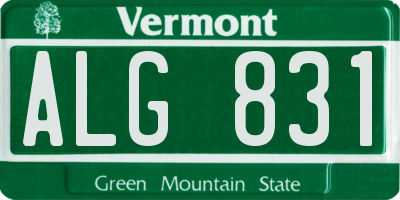 VT license plate ALG831