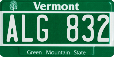 VT license plate ALG832