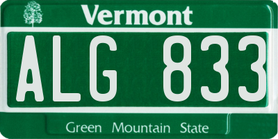 VT license plate ALG833