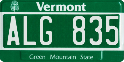VT license plate ALG835