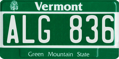 VT license plate ALG836