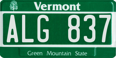 VT license plate ALG837