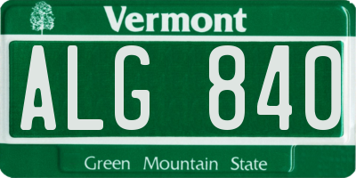 VT license plate ALG840