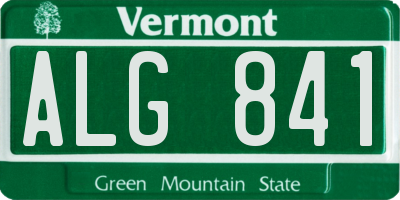 VT license plate ALG841