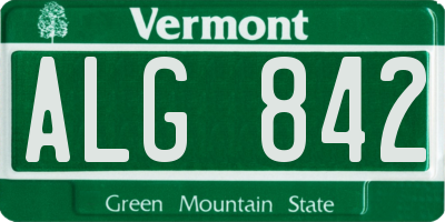 VT license plate ALG842