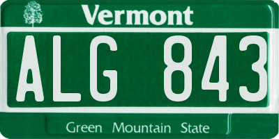 VT license plate ALG843