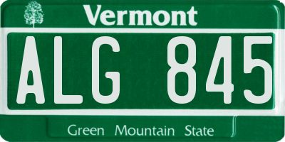 VT license plate ALG845