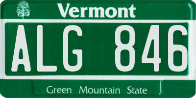 VT license plate ALG846