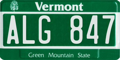 VT license plate ALG847