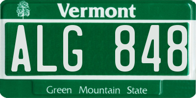 VT license plate ALG848
