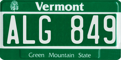 VT license plate ALG849