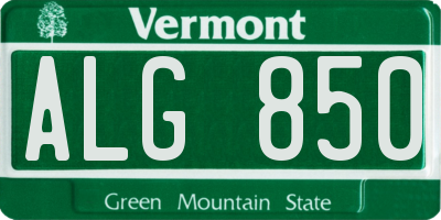VT license plate ALG850