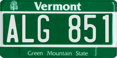 VT license plate ALG851