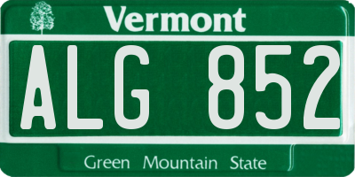 VT license plate ALG852
