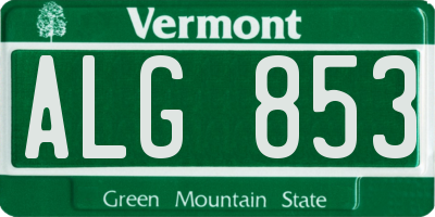 VT license plate ALG853
