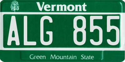 VT license plate ALG855