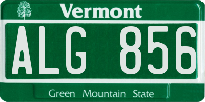 VT license plate ALG856