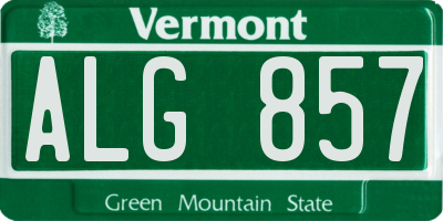 VT license plate ALG857