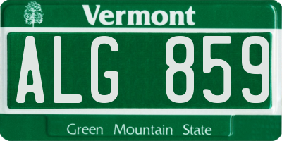 VT license plate ALG859