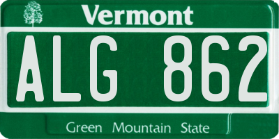 VT license plate ALG862