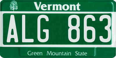 VT license plate ALG863
