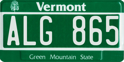 VT license plate ALG865