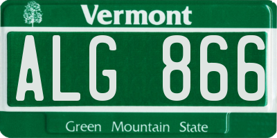 VT license plate ALG866