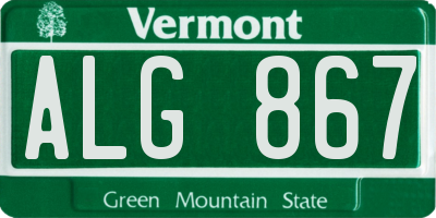 VT license plate ALG867