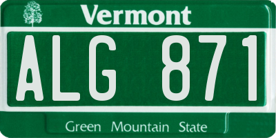 VT license plate ALG871