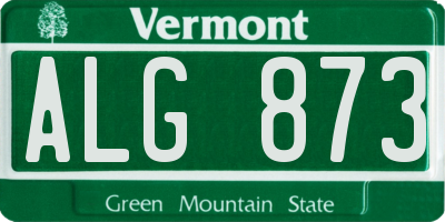 VT license plate ALG873