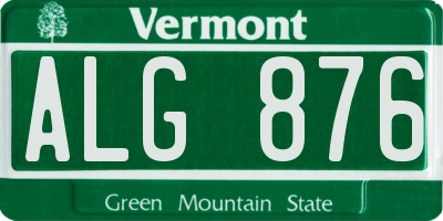 VT license plate ALG876