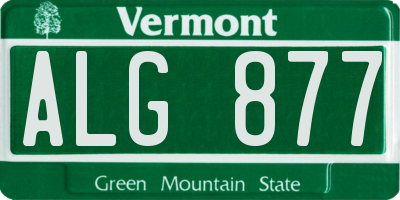 VT license plate ALG877