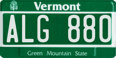 VT license plate ALG880