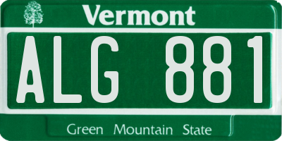 VT license plate ALG881