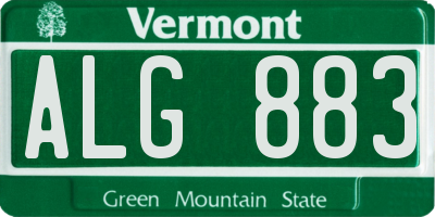 VT license plate ALG883