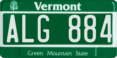 VT license plate ALG884