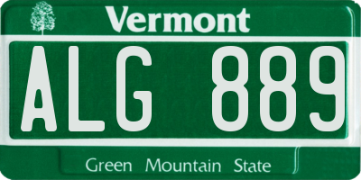 VT license plate ALG889