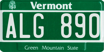 VT license plate ALG890