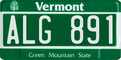 VT license plate ALG891