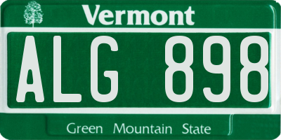 VT license plate ALG898
