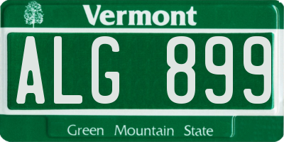 VT license plate ALG899