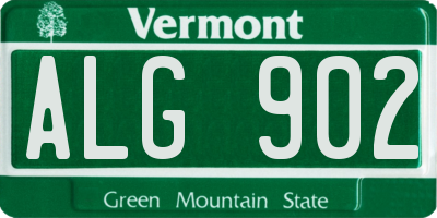 VT license plate ALG902