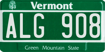 VT license plate ALG908