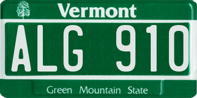 VT license plate ALG910