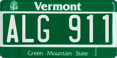 VT license plate ALG911