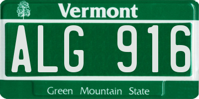 VT license plate ALG916