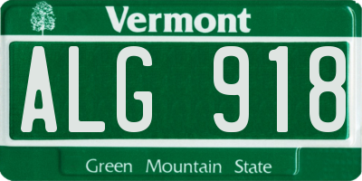 VT license plate ALG918