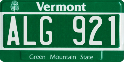 VT license plate ALG921